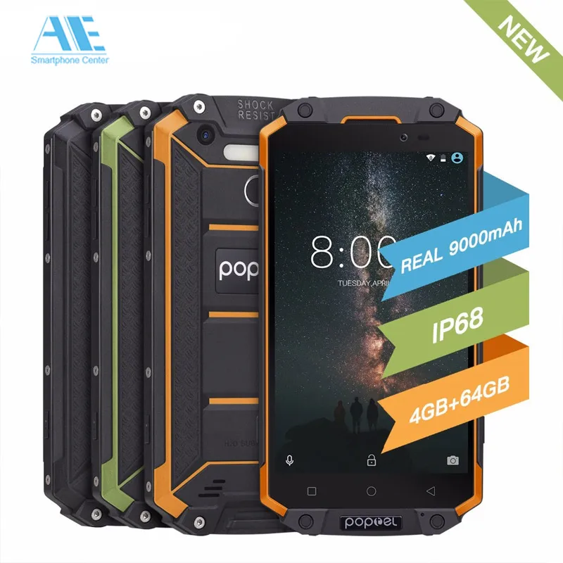 POPTEL P9000 Max 5.5&quot FHD 4GB 64GB IP68 MT6750V Octa Core 4G SmartPhone Waterproof shockproof 13MP NFC OTG Fingerprint |