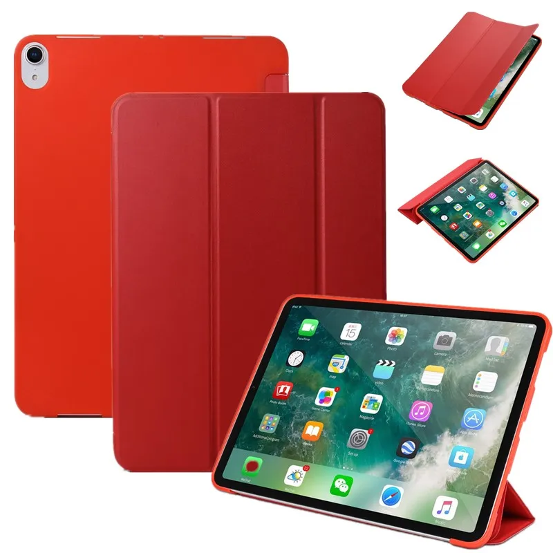Чехол для ipad pro 11 дюймов 2018 кожаный 3 сложения ультра тонкий мягкий ТПУ чехол Умный