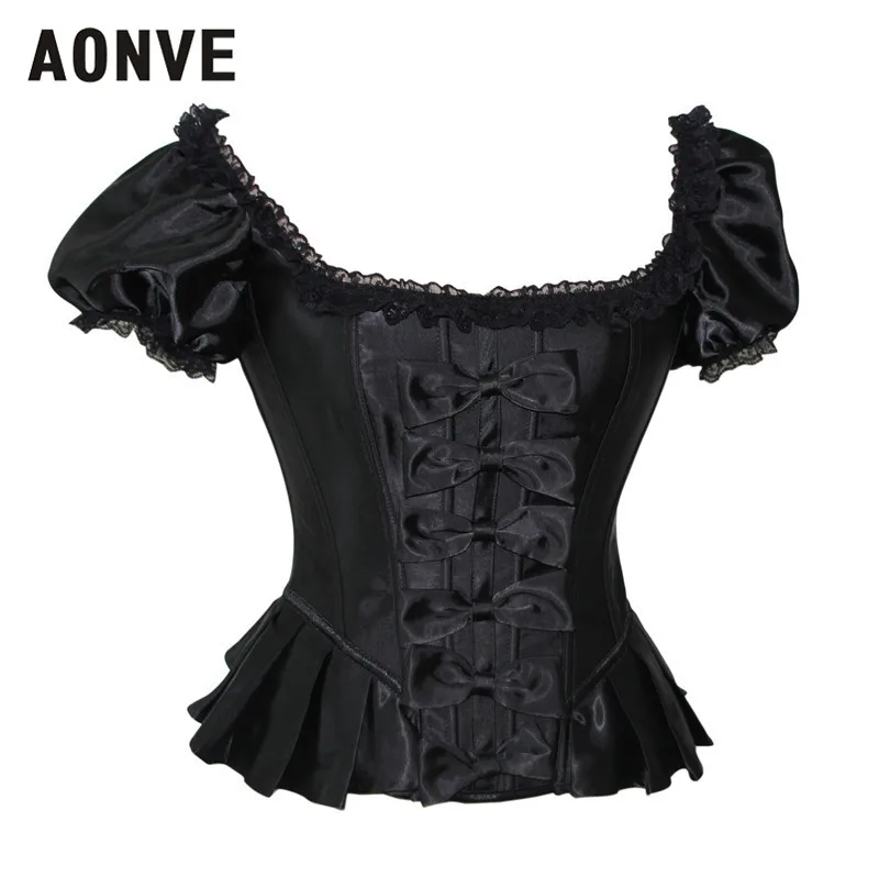 Черный корсет AONVE кружевные корзелеты корсеты для пояса и бюстье Готическая