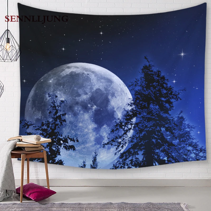 18 стиль гобелен с Луной настенный Декор изображением деревьев средневековый