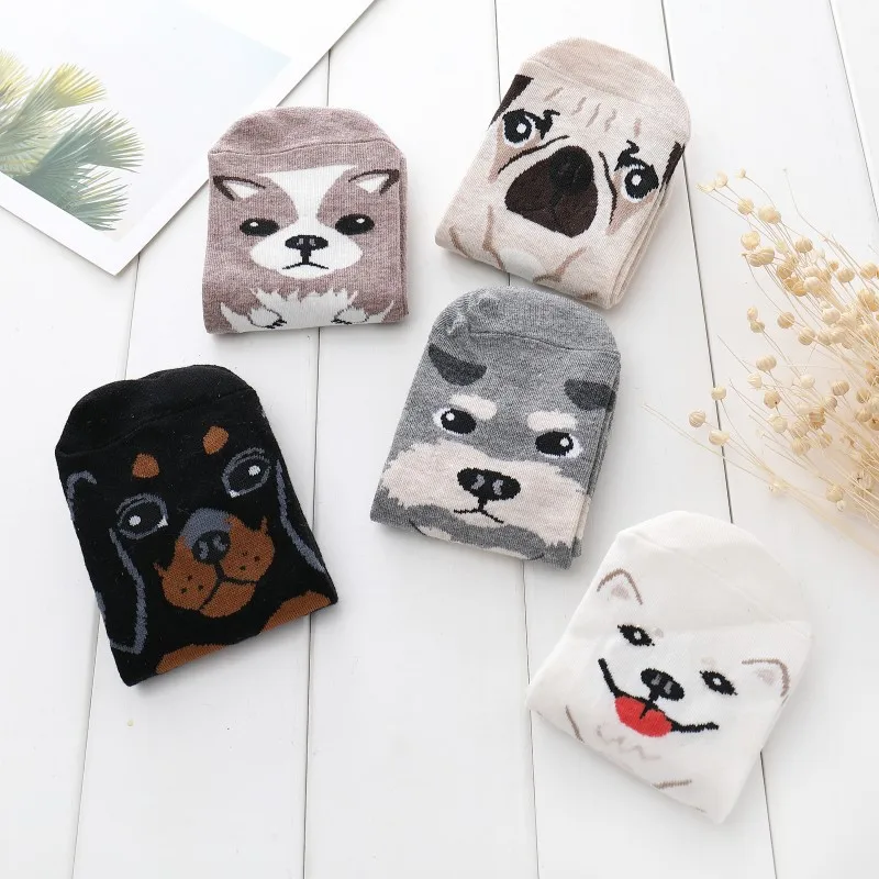 Новинка модные прямые короткие хлопковые носки с животными для отдыха дышащие