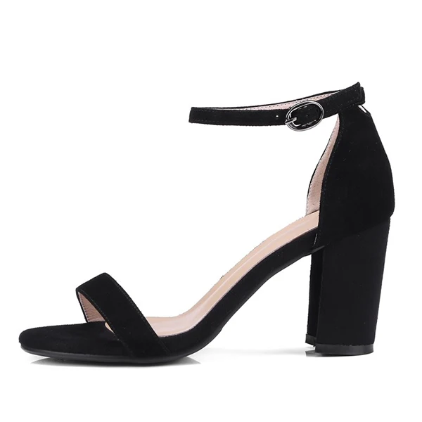 black mid heel SOPHITINA/Новые Модные женские сандалии с закрытой пяткой; летняя повседневная обувь с пряжкой на ремешке; однотонные женские сандалии на каблуках; MO235 - Цвет: black mid heel