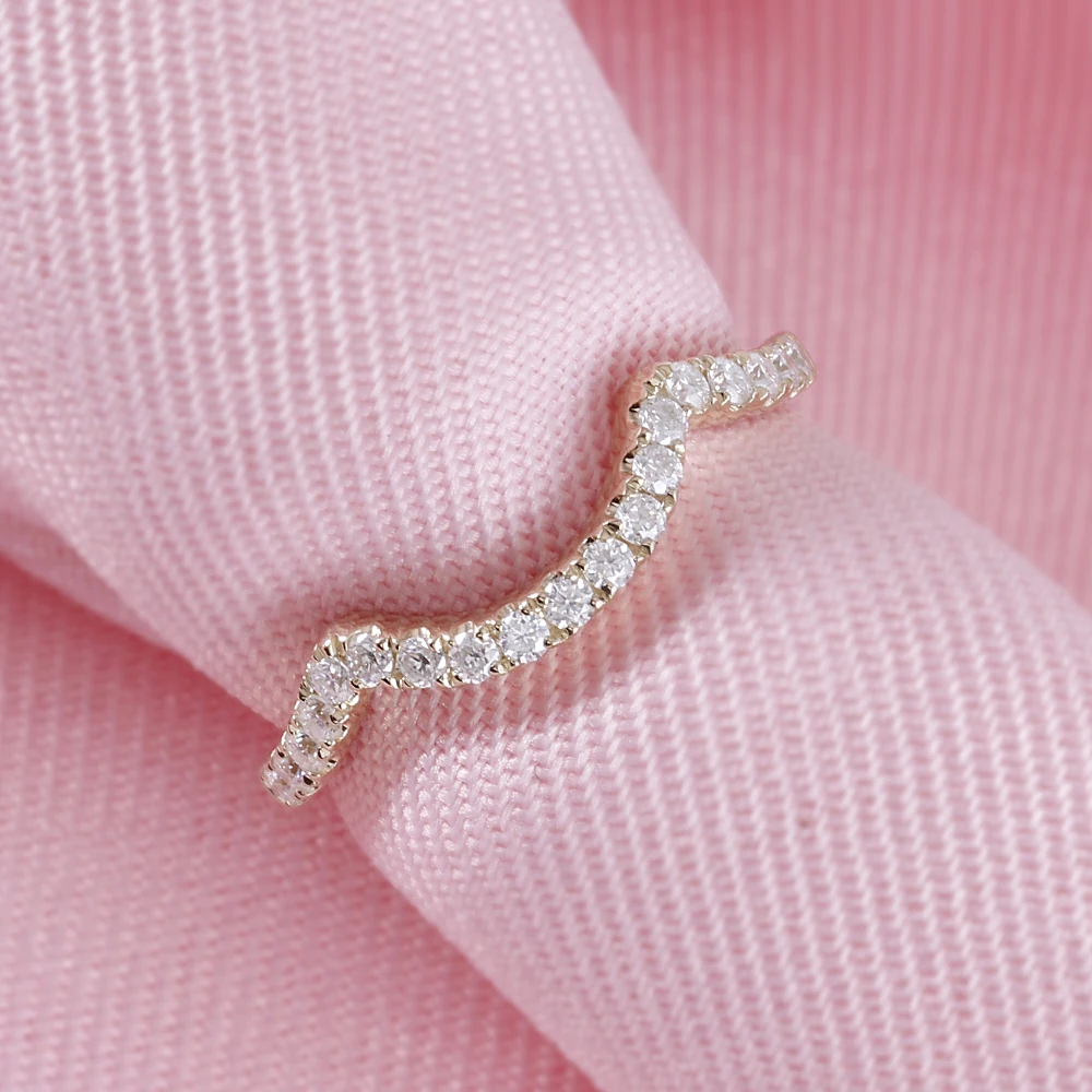 14K Yellow Gold FG Color Hearts and Arrows Cut Round Moissanite Half Eternity Wedding Band for Women Gift | Украшения и