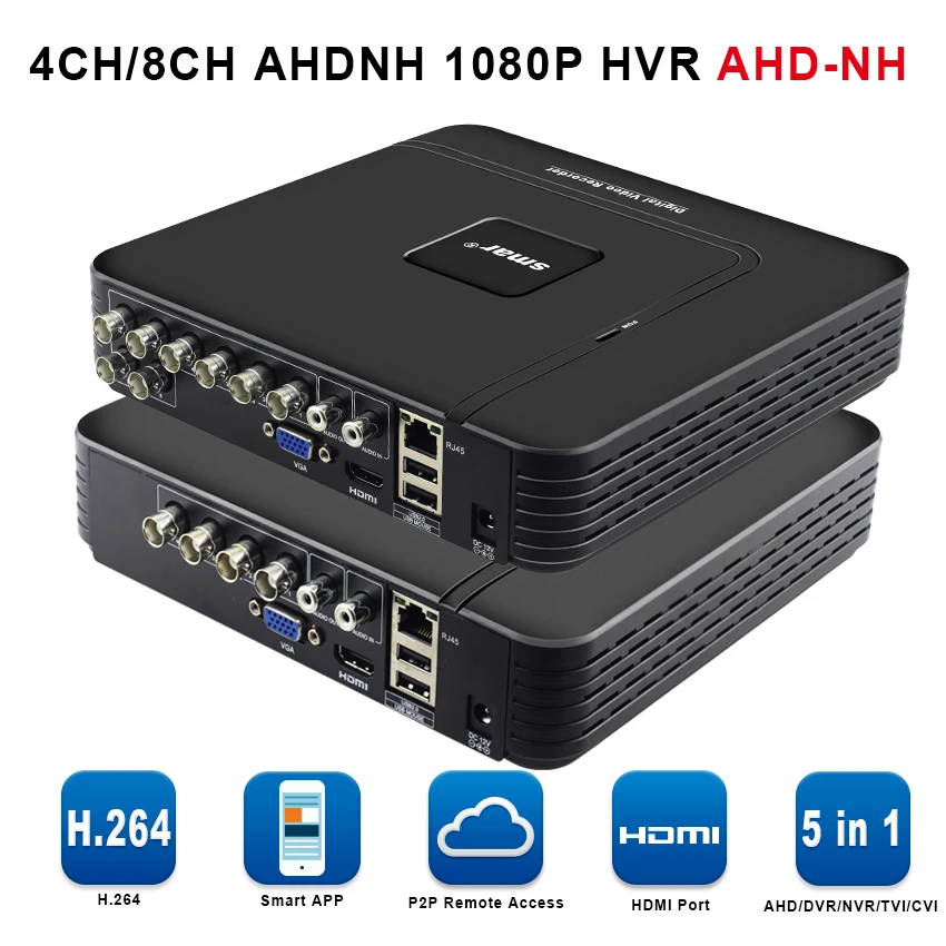 5 в 1 AHD 1080N 4CH 8CH CCTV небольшой видеорегистратор 5в1 для комплекта видеонаблюдения VGA HDMI система безопасности мини NVR для 1080P IP камера цифровой видеорегистратор Onvif PTZ