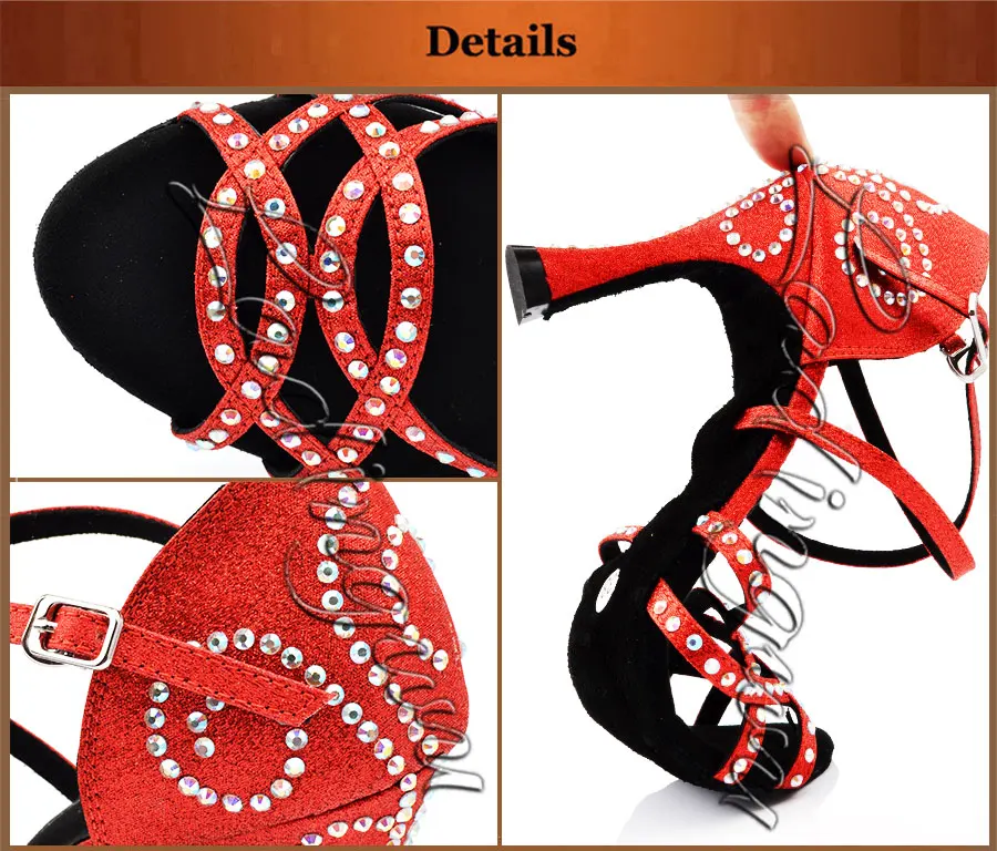 Ladingwu zapatos baile mujer latino красные туфли женские туфли для латинских танцев блестящие стразы Сальса Бальные Танцевальные Туфли каблуки 9 см