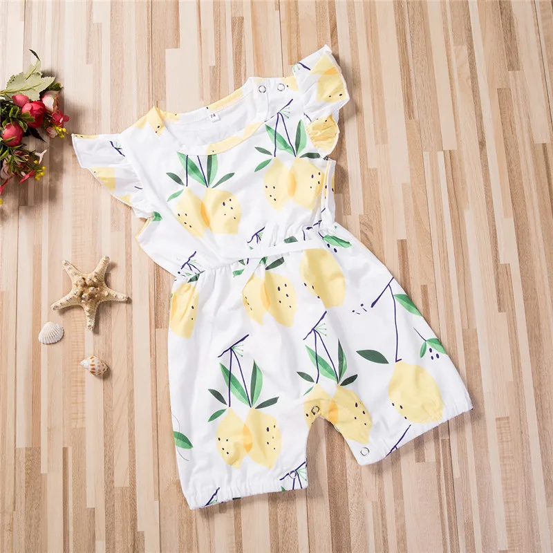 Комбинезон с лимонным принтом для новорожденных девочек летняя повседневная