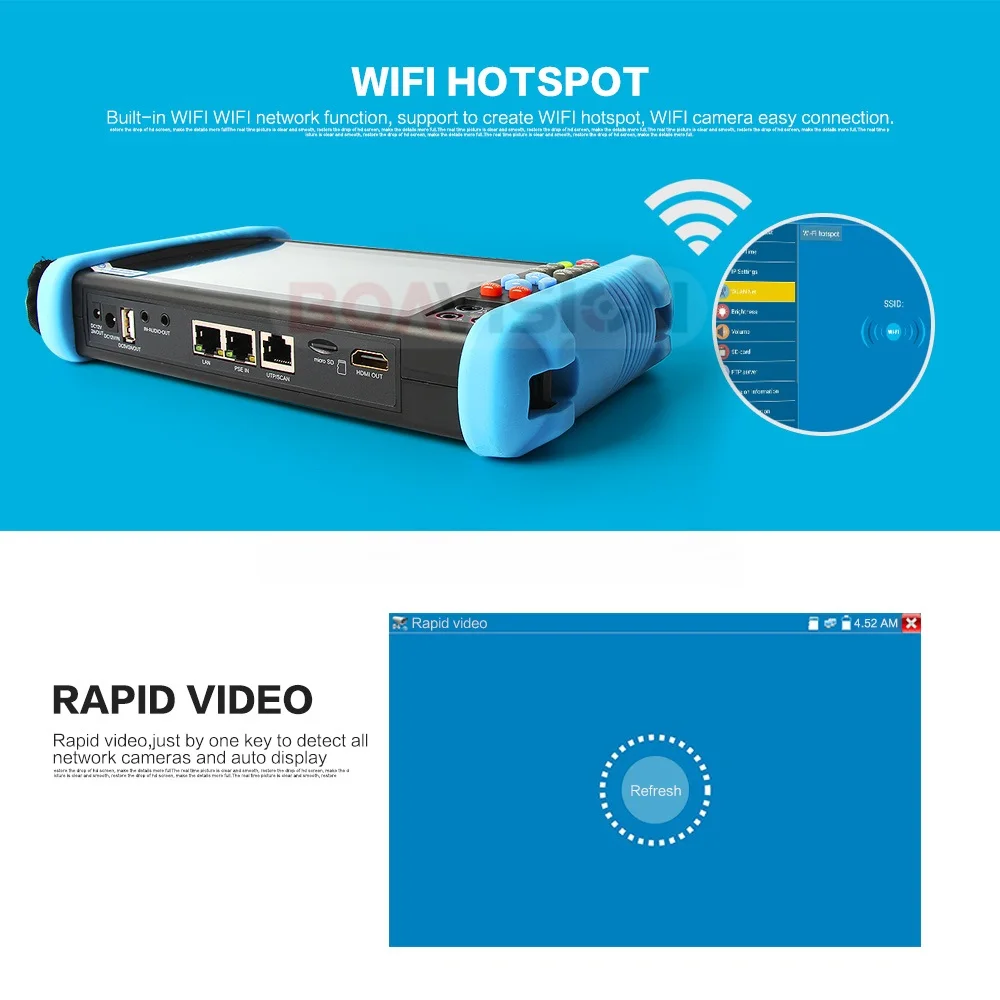 7 дюймов ручной IPC AHD TVI CVI CCTV тестер IPC9800 плюс с H.265/H.264, 4 к видео дисплей Многофункциональный ONVIF