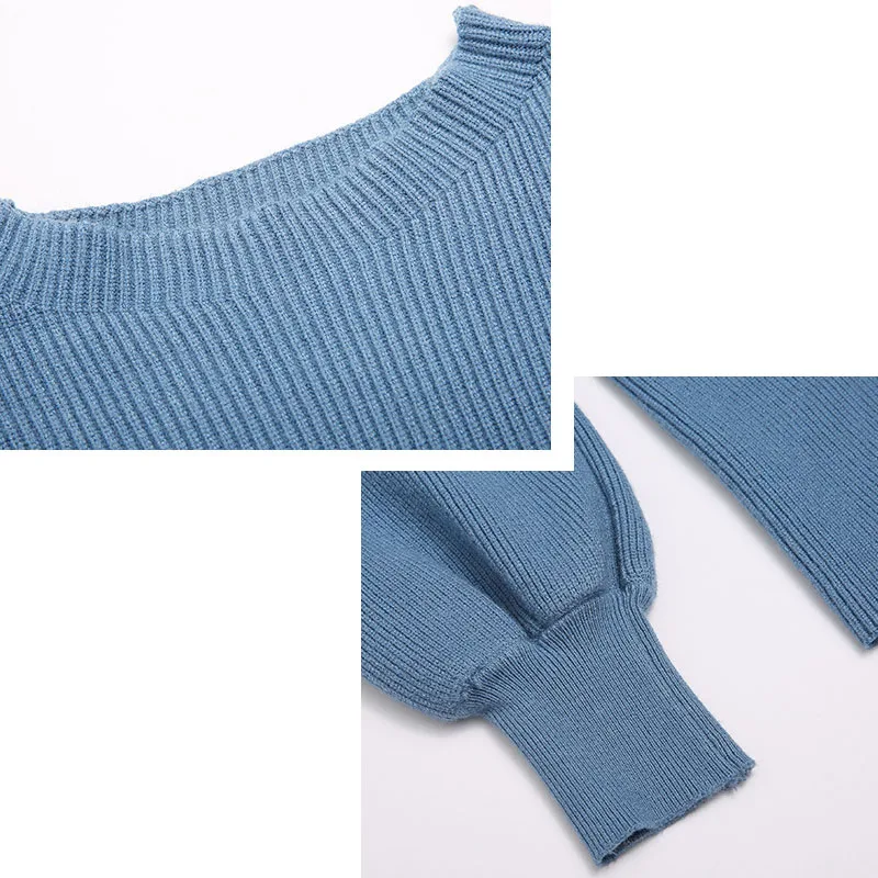 Voobuyla Women Pullover Fashion Lantern Sleeve Sweater and Jumper For Woman 2019 Spring Solid Color Knitting Feminino | Женская одежда