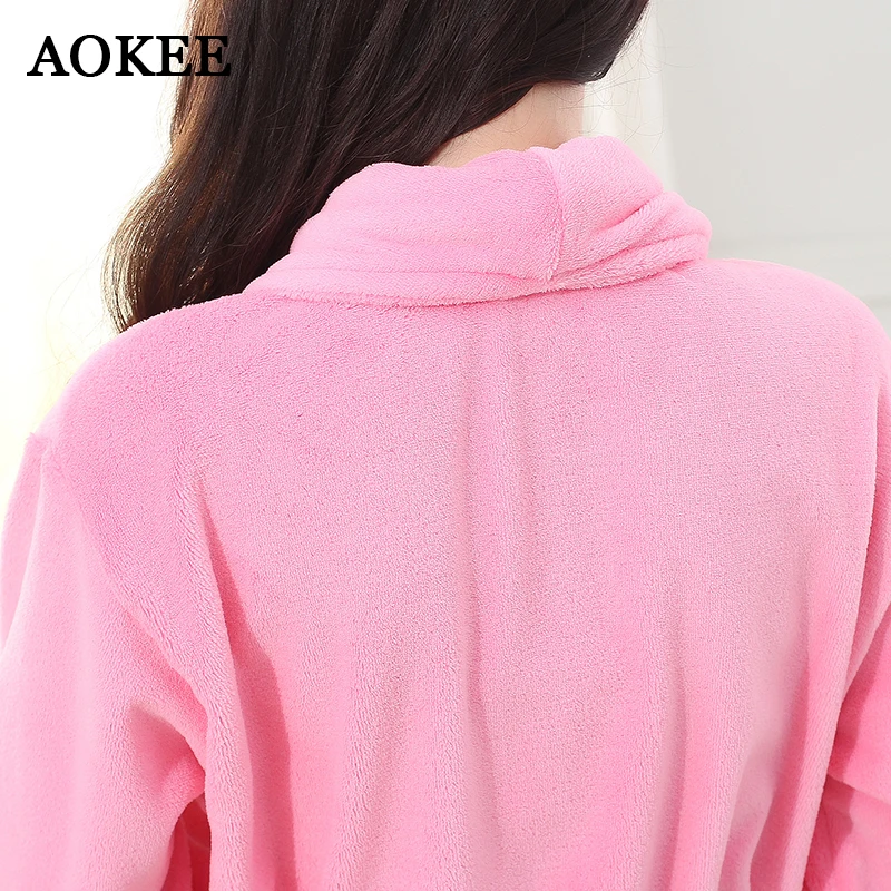 2017 Fashion Warm Spa Bathrobes New Brand AOKEE Quality Winter Robes Coral Velvet for Womens Bathroom Wear Wrap Towels | Дом и сад