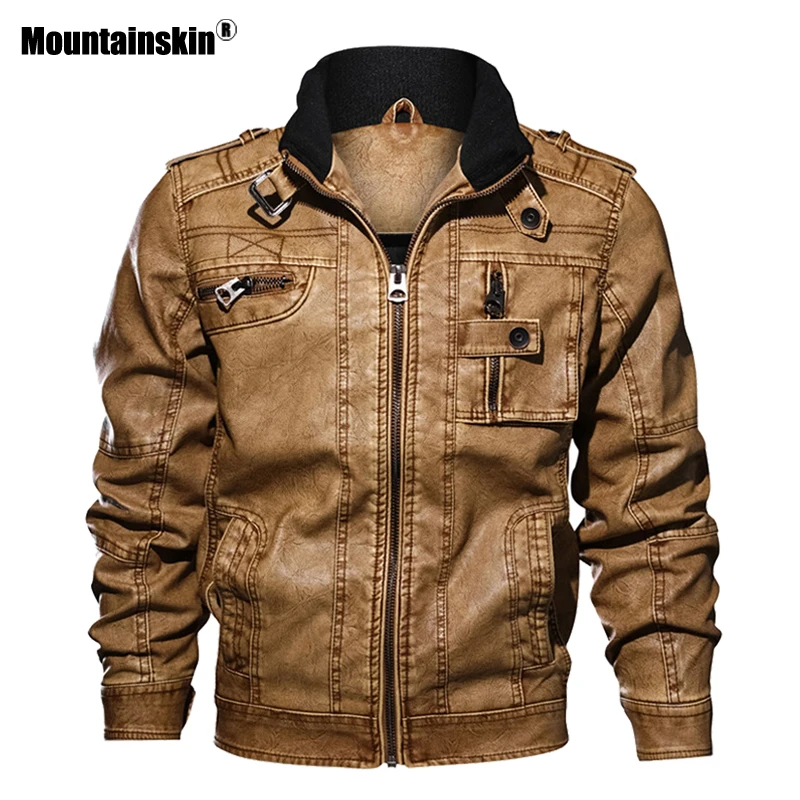 Куртка Mountainskin мужская из искусственной кожи приталенный силуэт мотоциклетная
