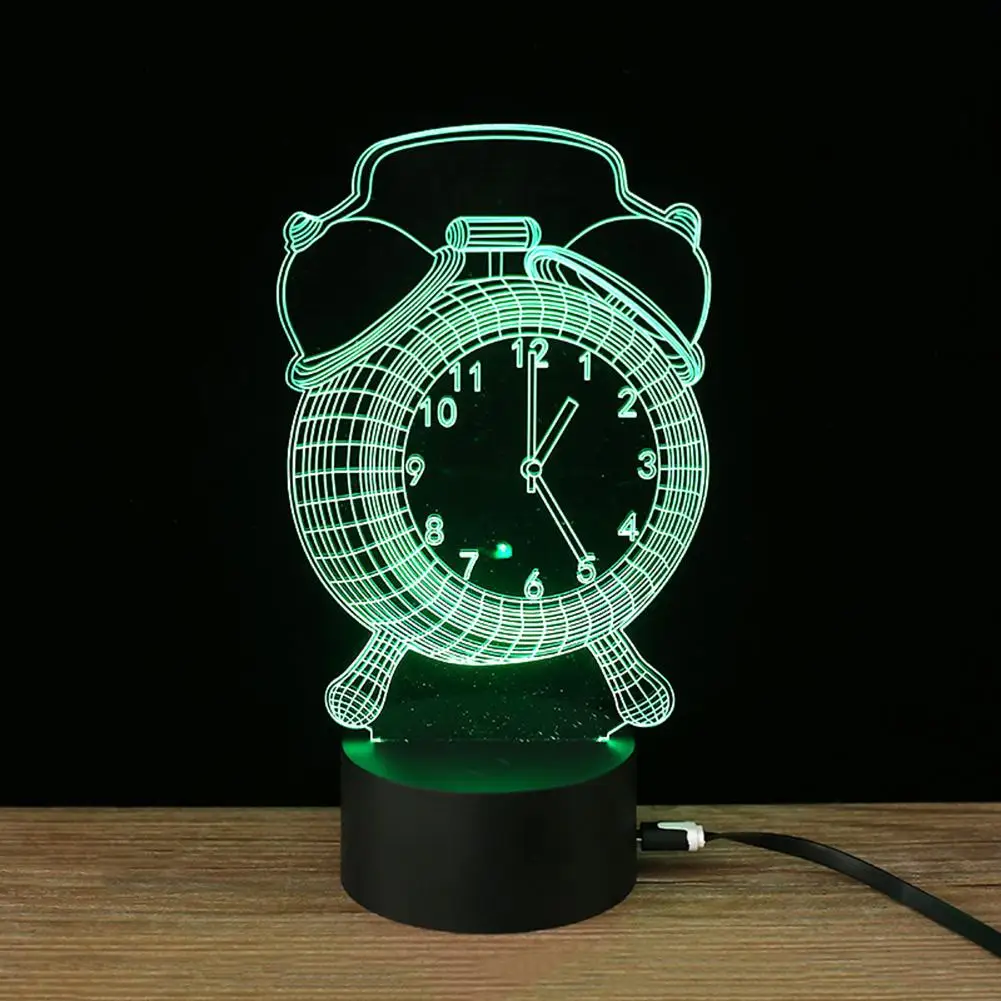 HobbyLane Будильник Форма 3D визуальная атмосфера LED ночник лампа USB настольные лампы с
