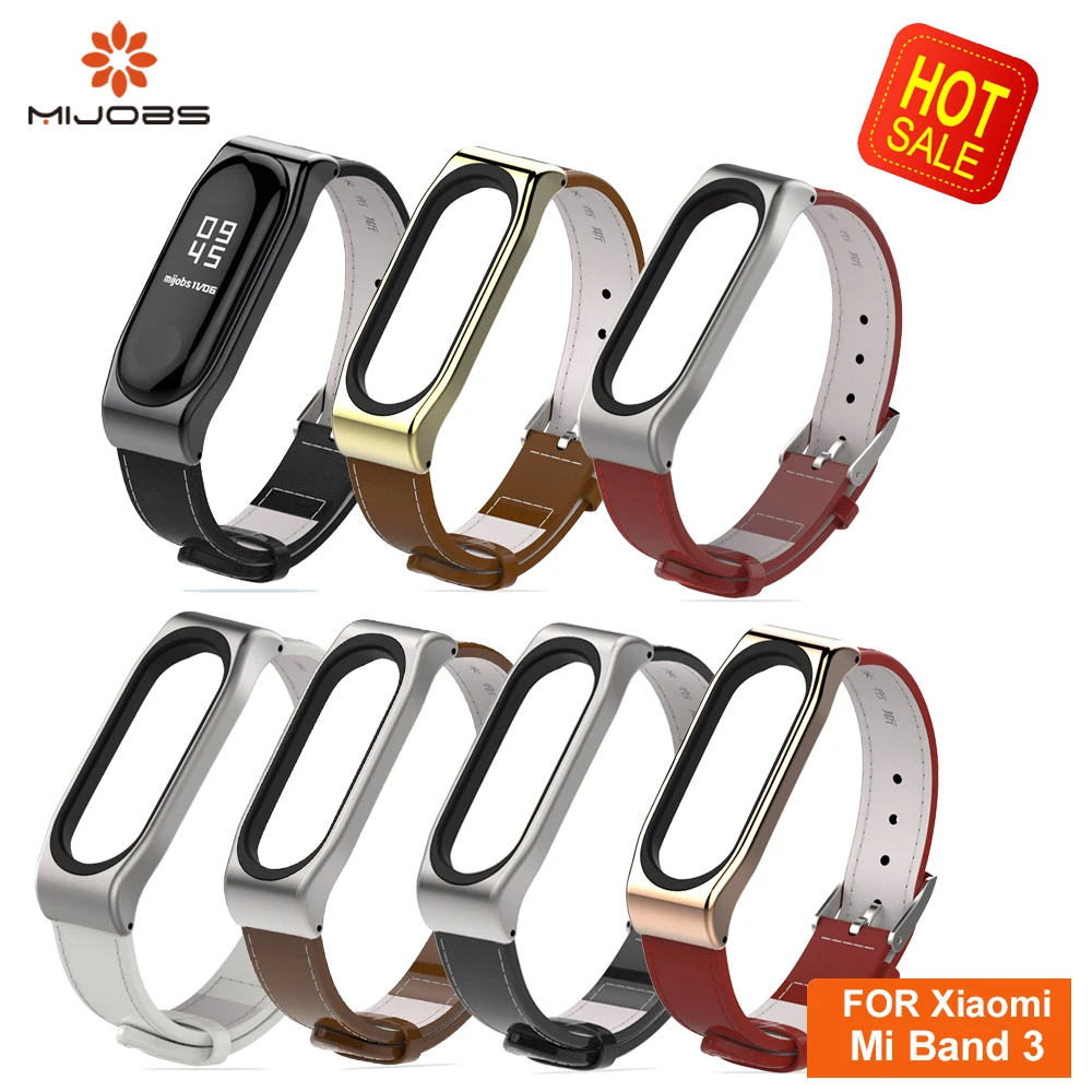 Браслет Mijobs Mi Band 3 из натуральной кожи для Xiaomi Сменные аксессуары