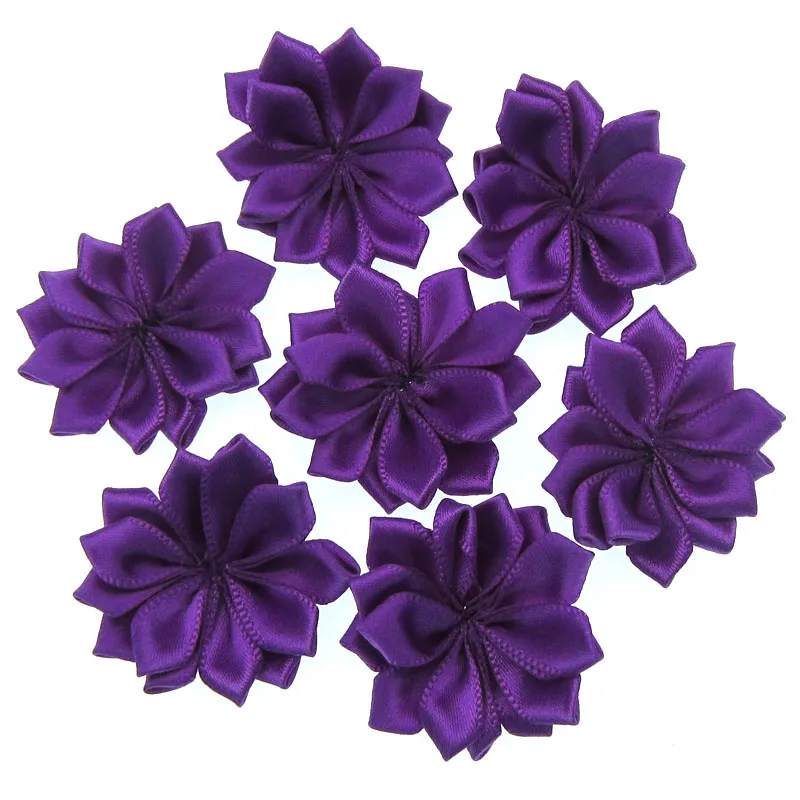 20 штук атласных ленточных цветов, свернутых в розетку, наложенных друг на друга, аппликация для шитья, брошь на свадьбу, самодельные ремесла, материалы 4.0 см.