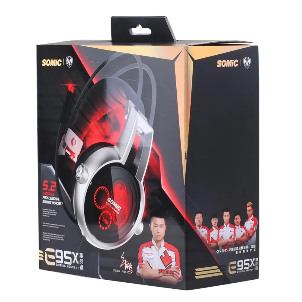 with retail box Somic E95X 5,2 физическая Многоканальная вибрационная игровая гарнитура наушники с шумоподавлением с микрофоном для PS4 FPS игры - Цвет: with retail box