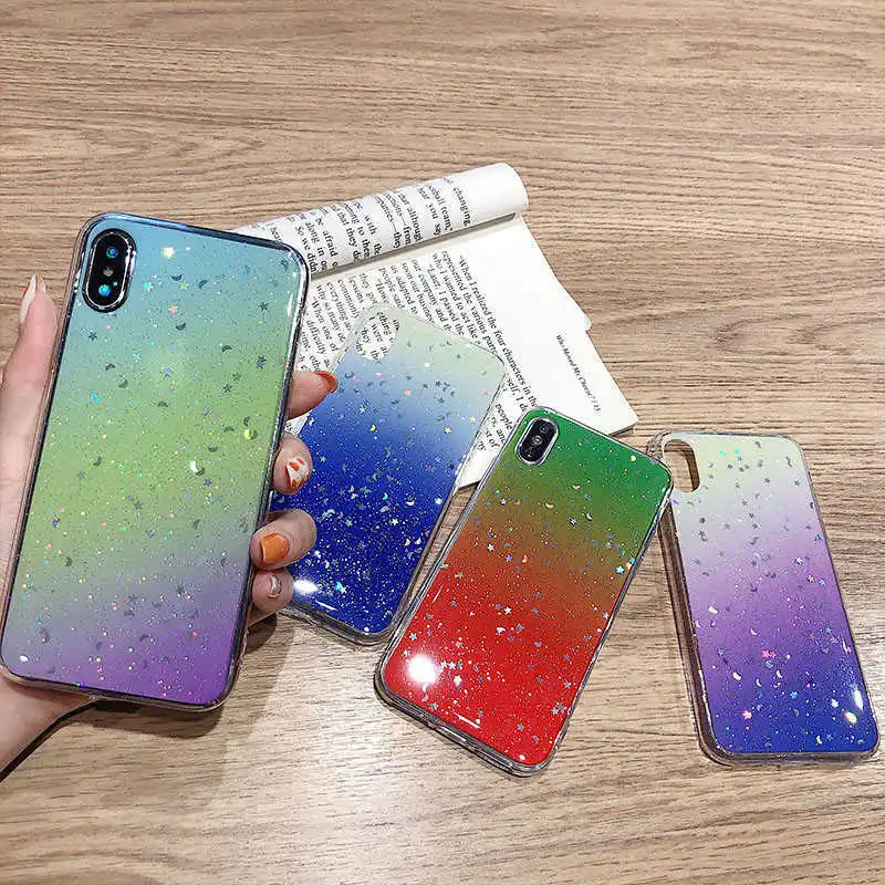 Роскошный блестящий чехол для телефона iPhone xs max xr x Bling Star градиентный 6 6S 7 8 Plus
