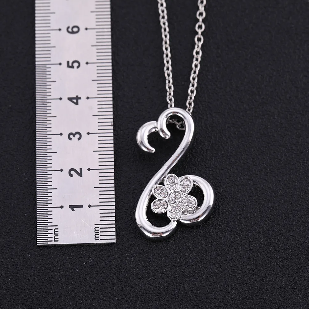 LIKGREAT милый Кристалл животное собака Лапа следа кулон ожерелье Серебряный цвет