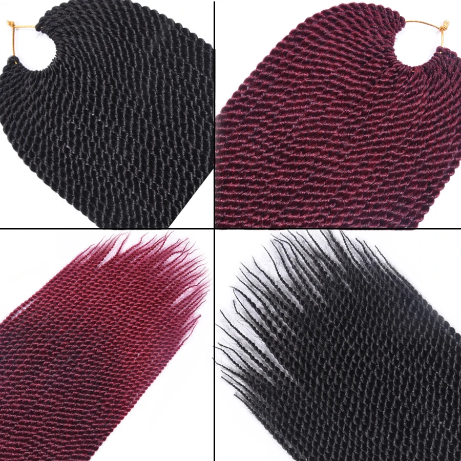 TOMO Long Synthetic Senegalese Twist Braiding Hair 30strands Ombre Small Crotchet Braid Hair Extension for Black Women Brown