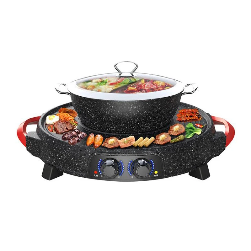 Multifunctional Electric Boiler Smokeless Barbecue Fryer Hot Pot Restaurant Equipment HTS-399 enlarge