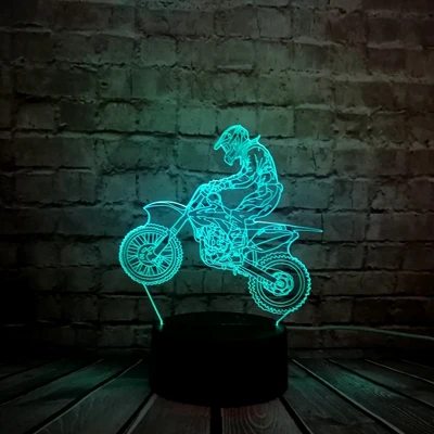 3 Светодиодный 3d-ночник moto cykel светодиодный свет мотоцикл форма автомобиль 7 цветов Изменение человек мальчик подарок спальня декоративная мото лампа RC игрушка - Испускаемый цвет: 3