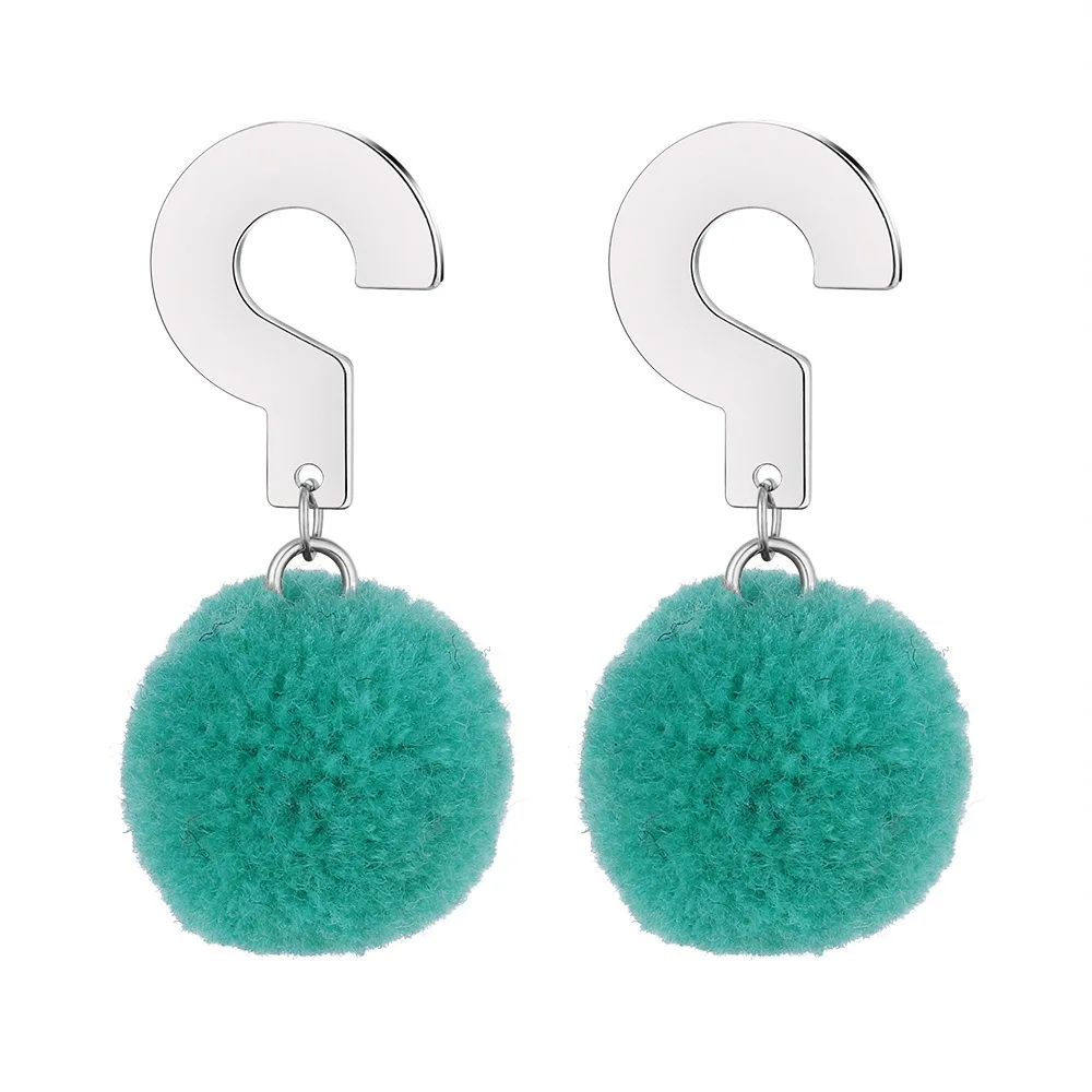 Doreen Box Fashion Stud Earrings Exaggerated Vintage For Women Question Mark-Shaped Hand Made Plush Ball Party Jewelry 1 Pair | Украшения и