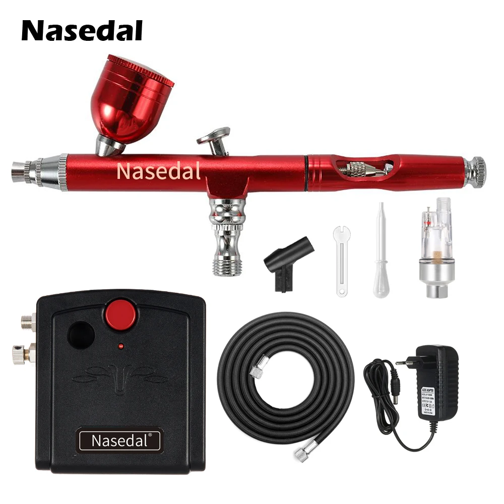 Краскопульт Nasedal Airbrush красно-Аэрограф Двойного действия краскопульт для макияжа