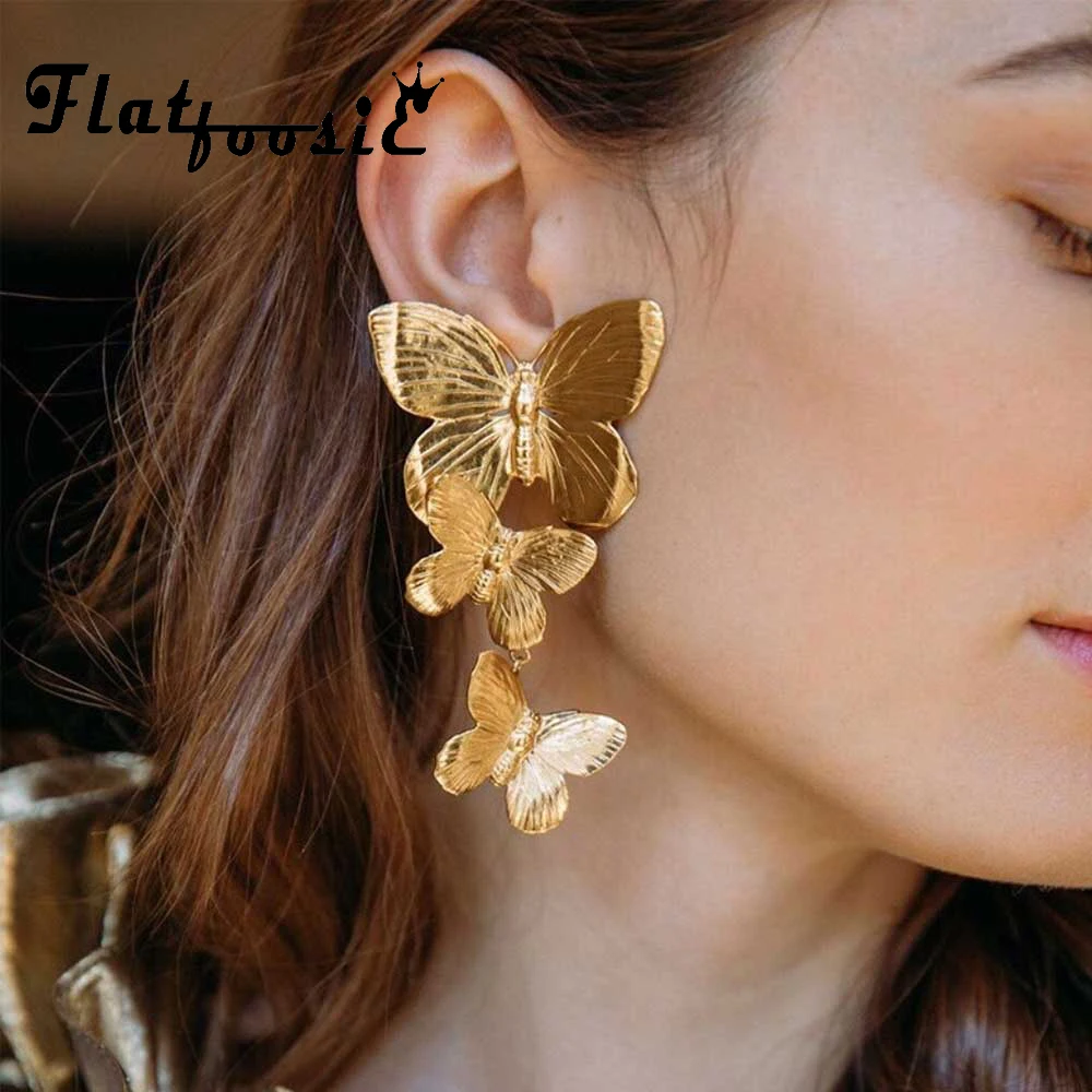 

Flatfoosie 2019 New Fashion Butterfly Pendant Statement Drop Earrings For Women Trendy Big Flower Wedding Party Bohemian Jewelry