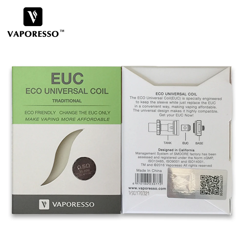 Электронная сигарета Vaporesso традиционная катушка EUC Clapton 0 4 Ом 5 для бака Estoc Tank