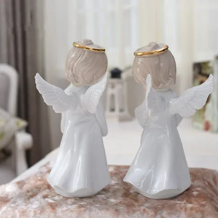 Элегантный из белой керамики Статуя Ангела Скульптура фарфоровая статуэтка