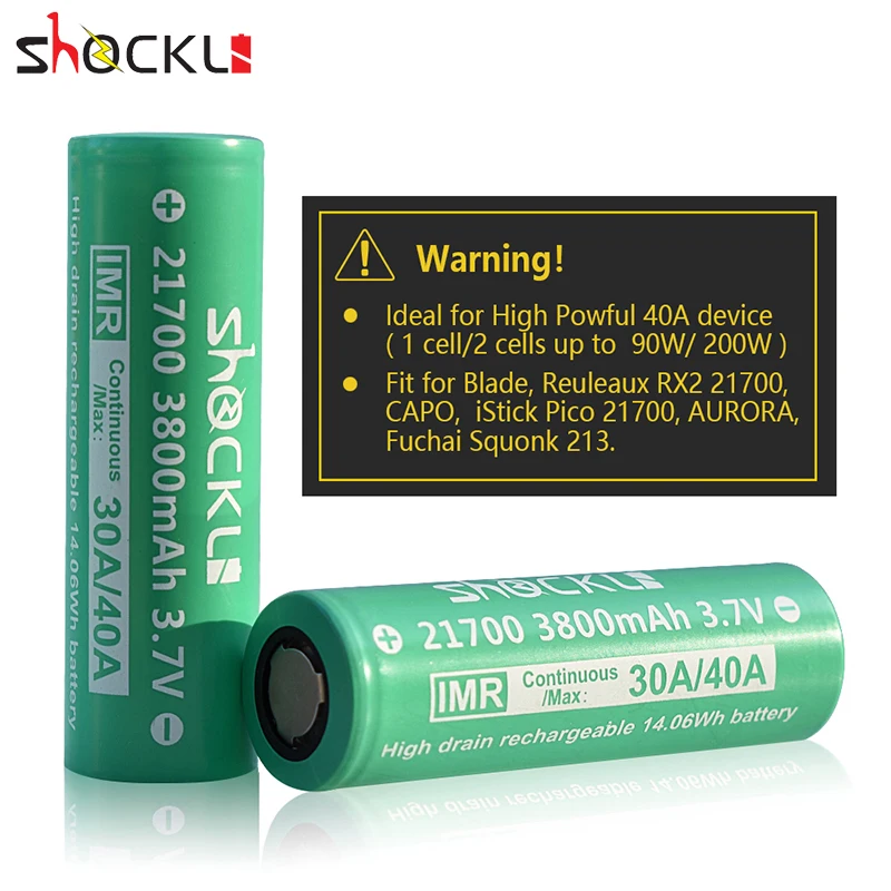 21700 аккумулятор shockli 3800 mAh 30A/40A подходит для Eleaf istick Pico поле MOD Vape Ijoy Capo 100 W сквонк