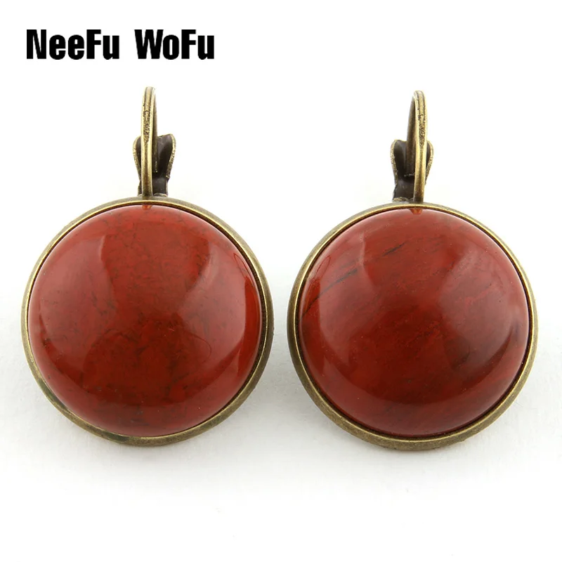 

Drop Earrings Retro Multicolor Natural Stone Hot Sell Top Quality Big Stone Shell Ear clip For Women Jewelry Bijoux Best Gifts