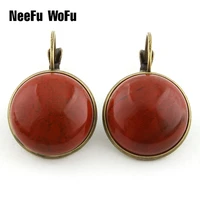 drop earrings retro multicolor natural stone hot sell top quality big stone shell ear clip for women jewelry bijoux best gifts