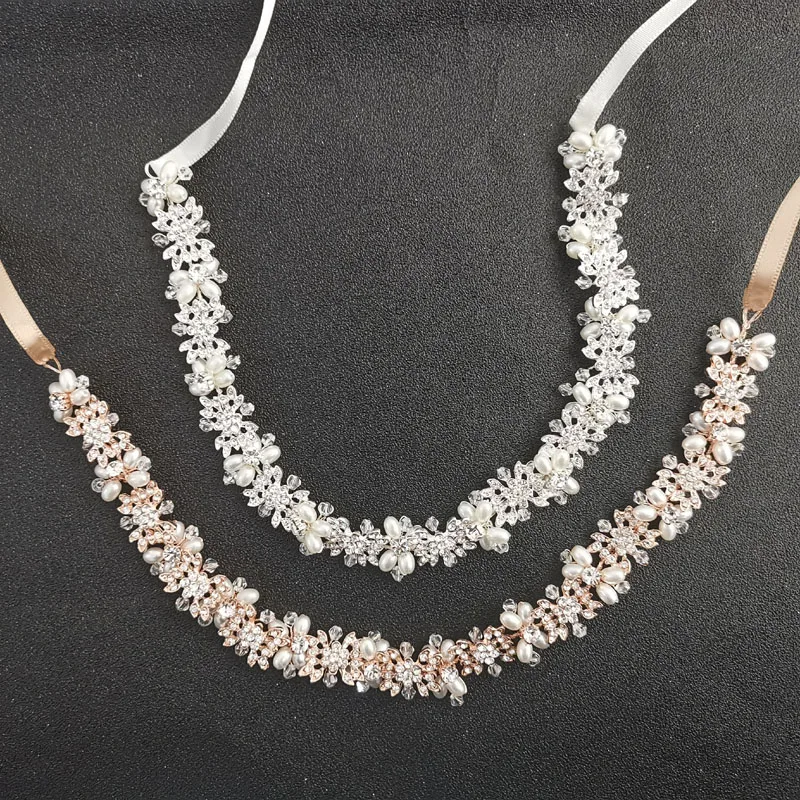 SLBRIDAL, прозрачные серебряные, розовые, золотые стразы, свадебные аксессуары для волос, головной убор, свадебная повязка на голову, для подружек невесты, Женские Ювелирные изделия