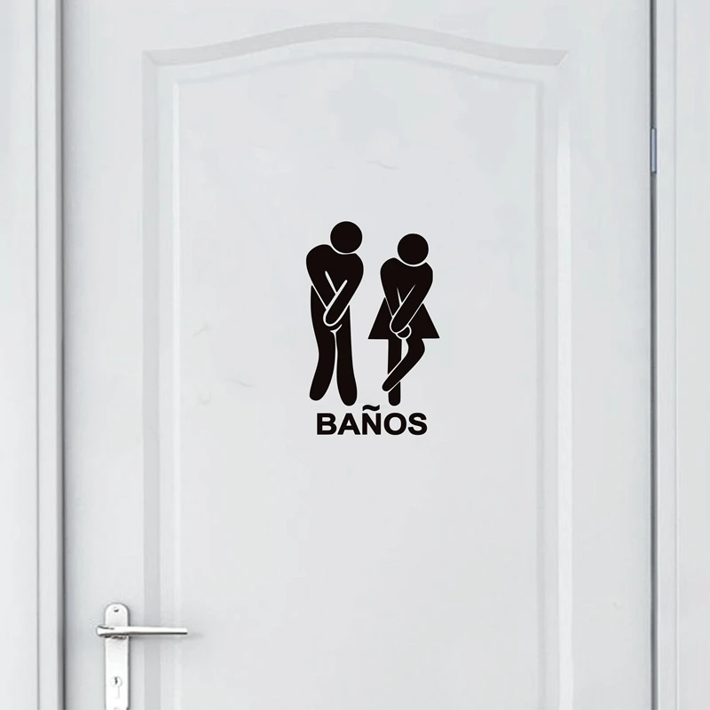 Spanish Version Funny Bathroom Toilet Stickers Banos Sign Vinyl Decal Sticker For Door Decor | Дом и сад