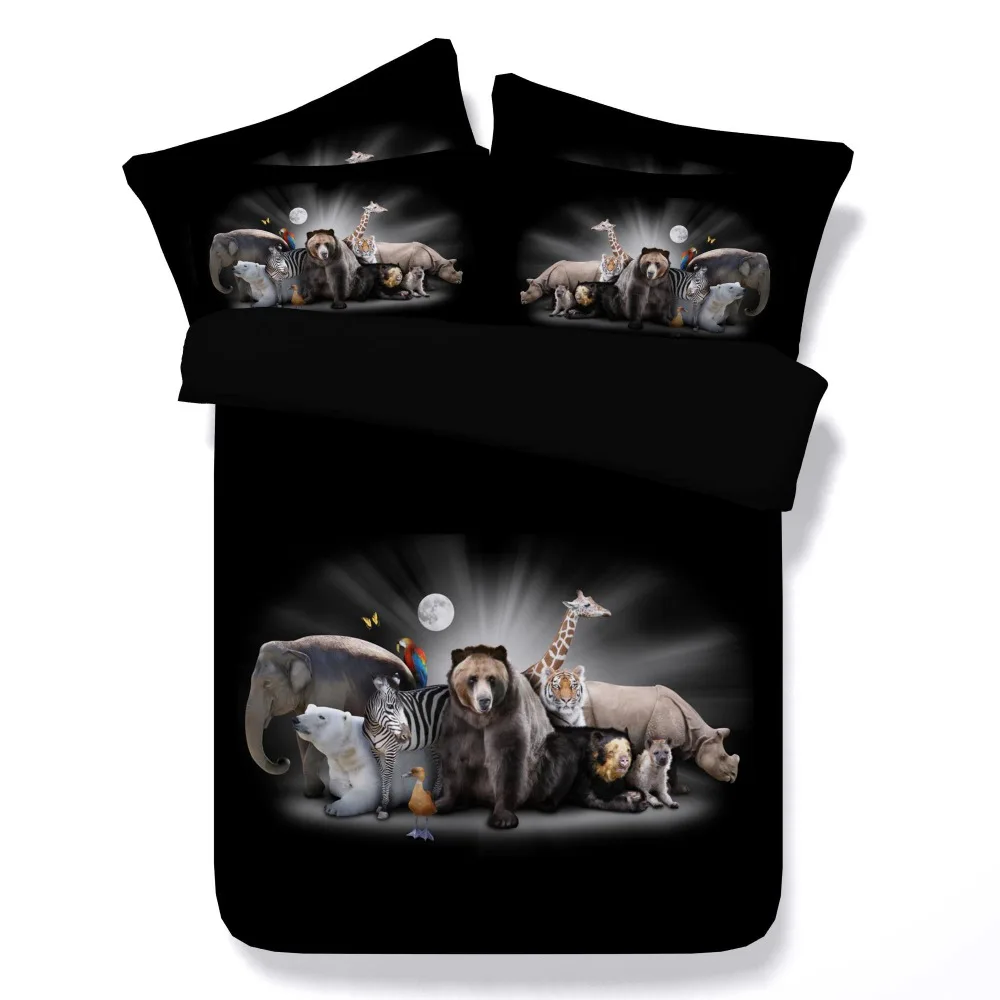 Комплект постельного белья с 3d-рисунком животных королевский комплект двойным