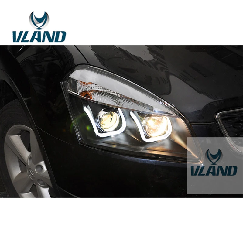 Фара VLAND Factory для Nissan Qashqai LED фары 2011 2012 2013 2014 с DRL H7 ксеноновым светом галогеновой лампы.