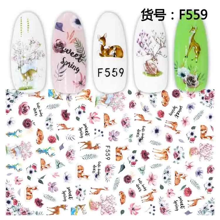 F559 1 шт черный шаблон английской буквы стикеры 3D на ногти Nail Art Красочные животные клейкая наклейка для ногтей слайдер художественные украшения сделай сам MYF554-563 - Цвет: F559