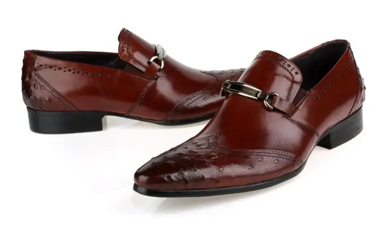 Slip-On Men's Dress Oxfords Male Smart Casual Genuine Pointed Toes Carved Men Shoes Low Heel Gradient Formal | Обувь