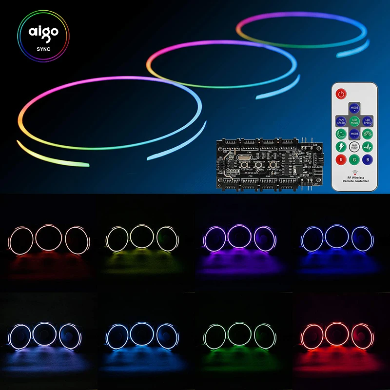 Aigo чехол для компьютера вентиляторы RGB Регулировка 120 мм тихий ИК пульт