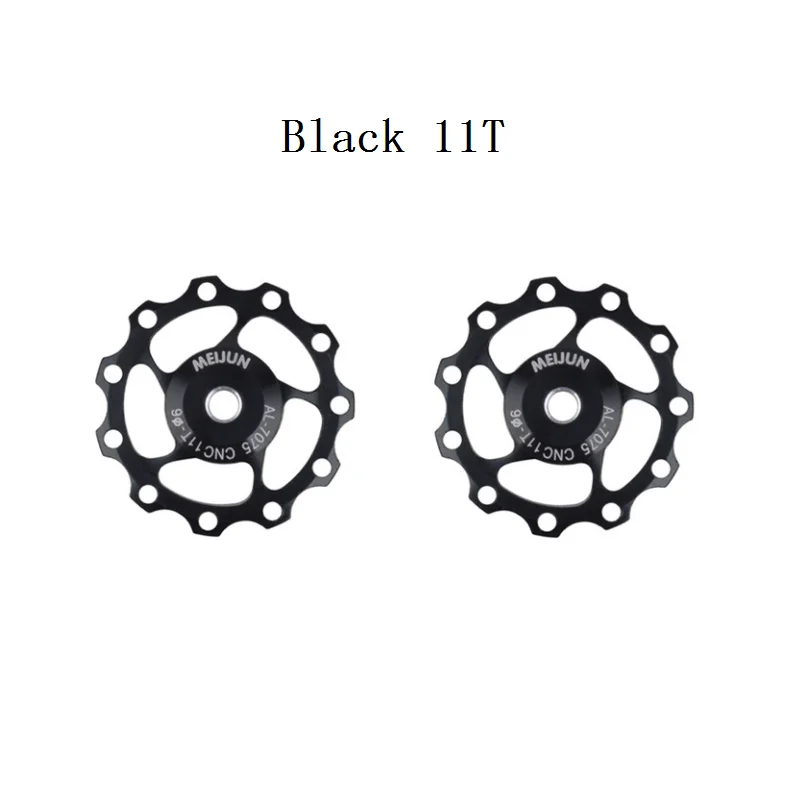 Black 11T 2 шт./лот 11 T/13 T Алюминиевый сплав задний переключатель передач велосипедный с роликом MTB горный велосипед Шкив Натяжного колеса подшипник направляющие колеса - Цвет: Black 11T