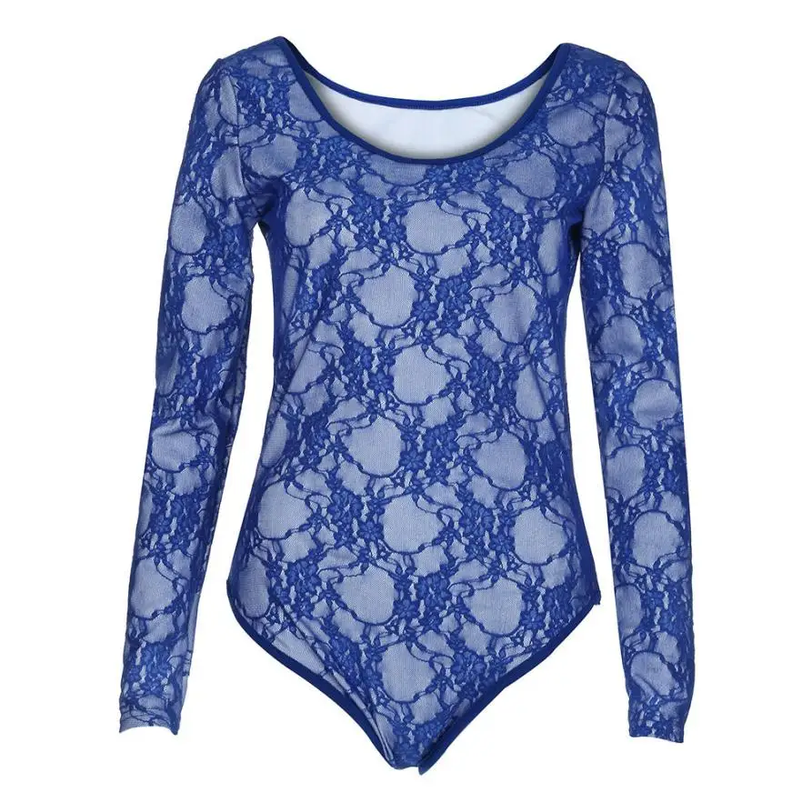 Женский модный однотонный комбинезон с длинным рукавом и круглым вырезом брюки