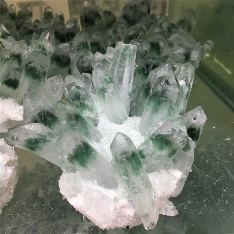 Large size natural green ghost quartz crystal cluster healing crystals raw gemstone specimen for home&ampoffice decoration fengshui | Дом и