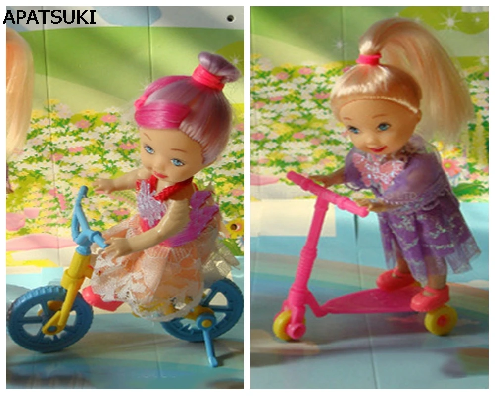 Комплект детских игрушек 1/12 кукольный домик игрушечный скутер и велосипед мини