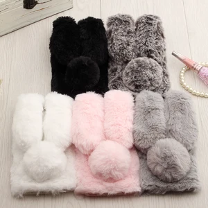 3d rabbit bunny toy case for huawei p8 lite 2017 p9 p10 plus p8 maxp20 p30 lite high quality artificial cony hair soft cover free global shipping