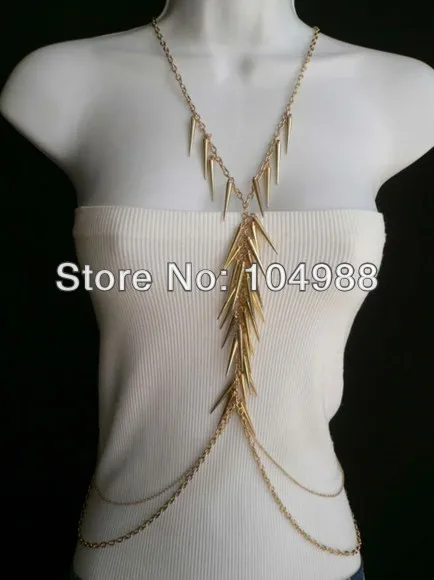 Бесплатная доставка 2014 стильные B63 женские длинные цепи с золотыми заклепками
