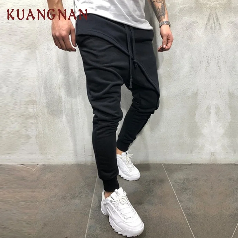 KUANGNAN, одноцветные штаны для бега, мужская одежда, хип-хоп джоггеры, Мужские штаны, Японская уличная одежда, мужские штаны для бега, XXXL, спортивные штаны