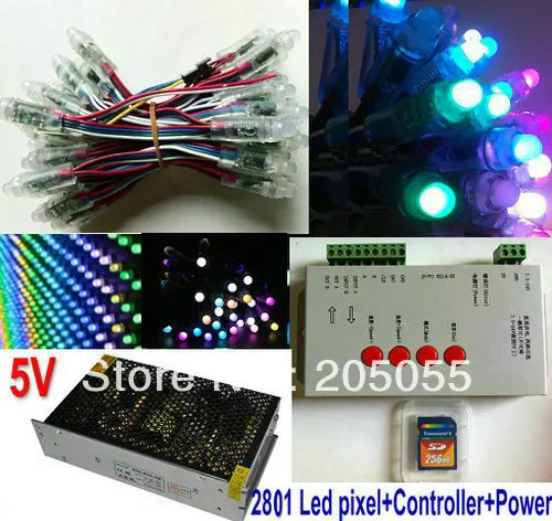100 шт. 12 мм WS2801 RGB полный Цвет светодиодный пиксель Водонепроницаемый Адресуемых