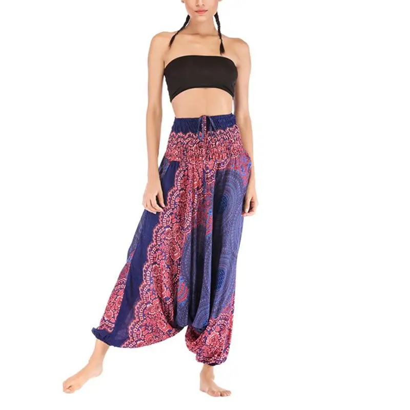 Летние Осенние брюки для женщин, широкие брюки, Boho Aladdin, шаровары, pantalones mujer, свободные богемные штаны с высокой талией