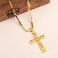 mens women cross 18 k solid gold gf charms lines pendant necklace fashion christian jewelry factory wholesalecrucifix god gift