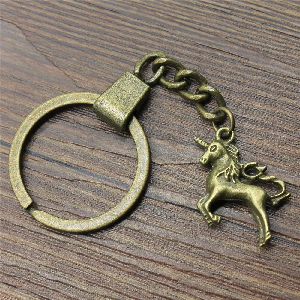 1 Piece New Fashion Men Jewelry Keychain Diy Metal Holder Chain Lucky Horn Horse 24x21mm Antique Bronze Pendant Gift | Украшения и