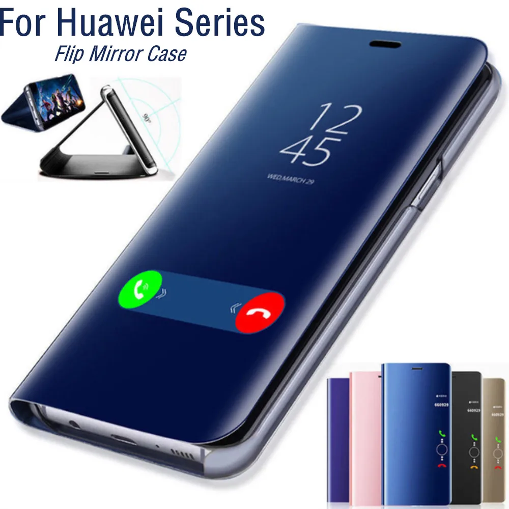 Умный зеркальный Чехол С Откидывающейся Крышкой для huawei P20 P10 Lite Коврики 20 10 рro Y9 Y6